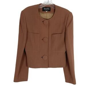 nwot TEENFLO PARIS Blazer Jacket 1~S Vintage Y2K FRANCE Brown Big-Button-Up